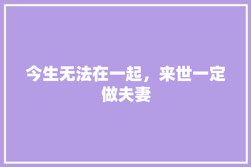 今生无法在一起，来世一定做夫妻