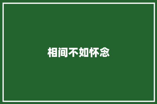 相间不如怀念
