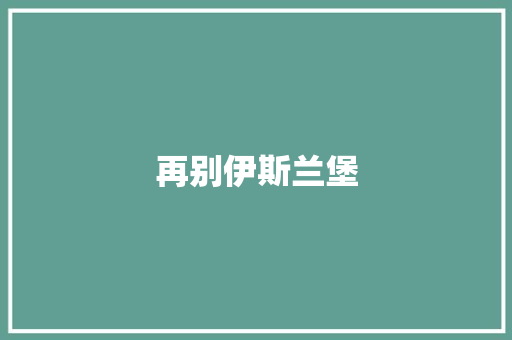 再别伊斯兰堡
