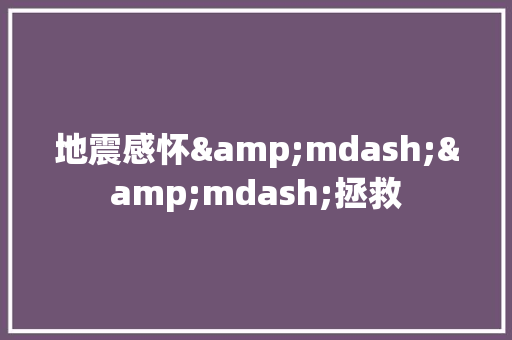 地震感怀&mdash;&mdash;拯救 工作总结