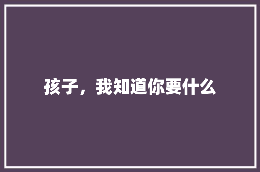 孩子，我知道你要什么 工作总结