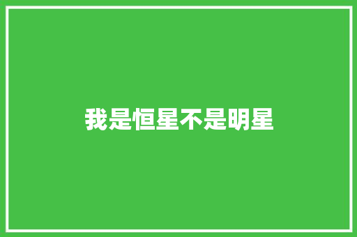 我是恒星不是明星