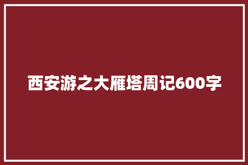 西安游之大雁塔周记600字 职场范文