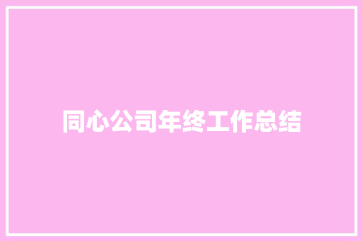 同心公司年终工作总结 工作报告