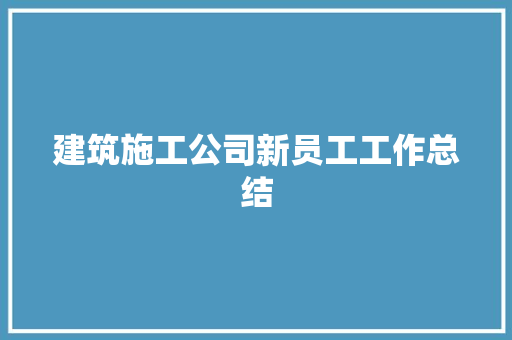 建筑施工公司新员工工作总结