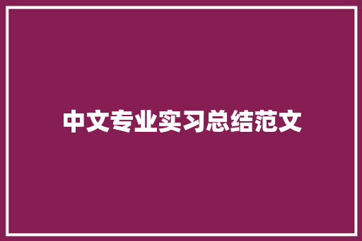中文专业实习总结范文 职场范文