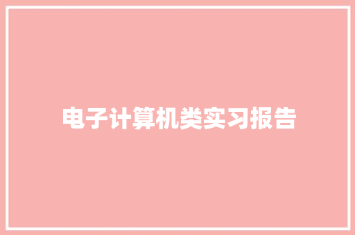 电子计算机类实习报告