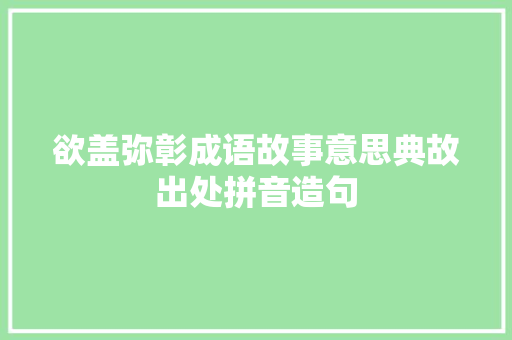 欲盖弥彰成语故事意思典故出处拼音造句 简历模板