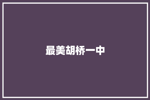 最美胡桥一中
