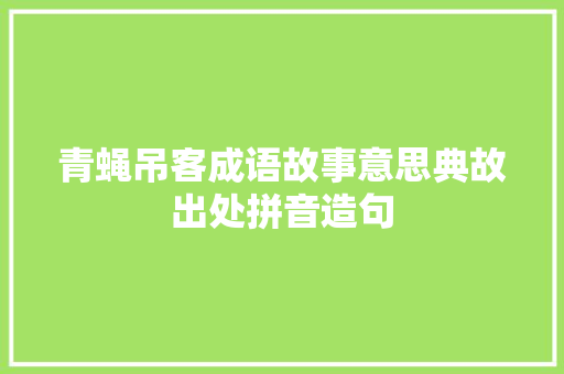 青蝇吊客成语故事意思典故出处拼音造句