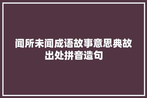 闻所未闻成语故事意思典故出处拼音造句