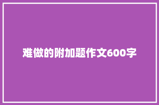 难做的附加题作文600字 工作总结