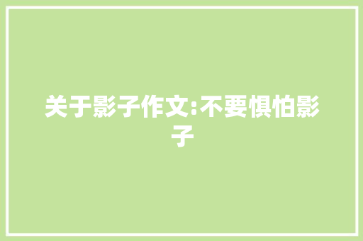关于影子作文:不要惧怕影子 工作总结