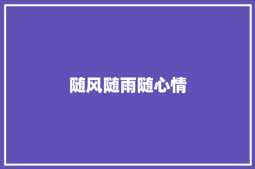 随风随雨随心情