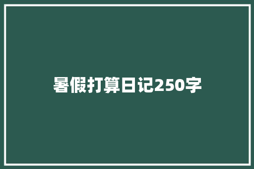 暑假打算日记250字