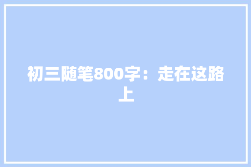初三随笔800字：走在这路上