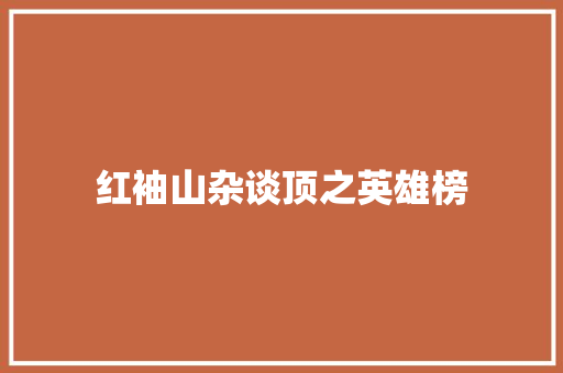 红袖山杂谈顶之英雄榜 商务演讲