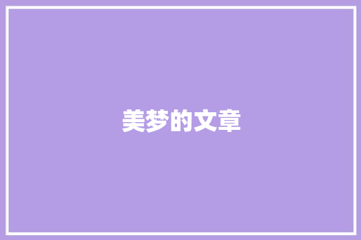 美梦的文章 商务演讲