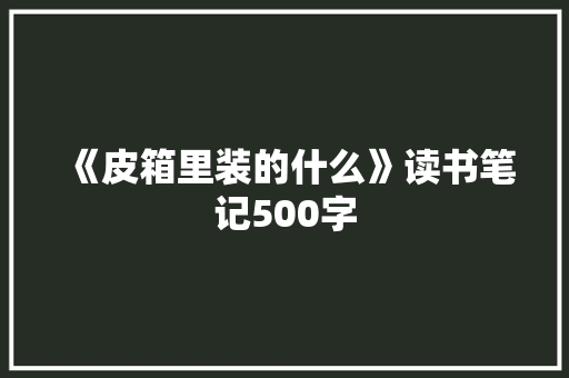 《皮箱里装的什么》读书笔记500字 校园演讲