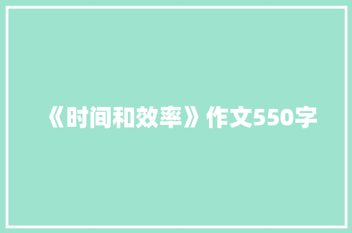 《时间和效率》作文550字