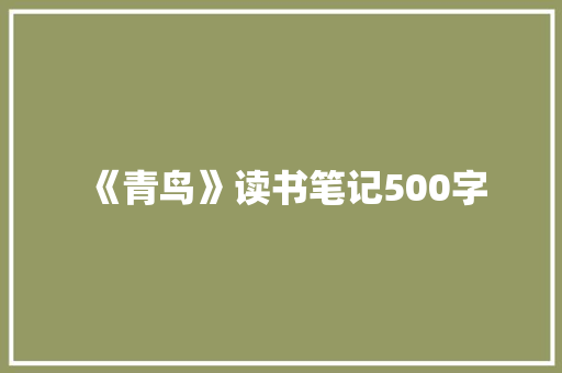 《青鸟》读书笔记500字 简历模板
