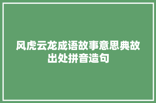 风虎云龙成语故事意思典故出处拼音造句