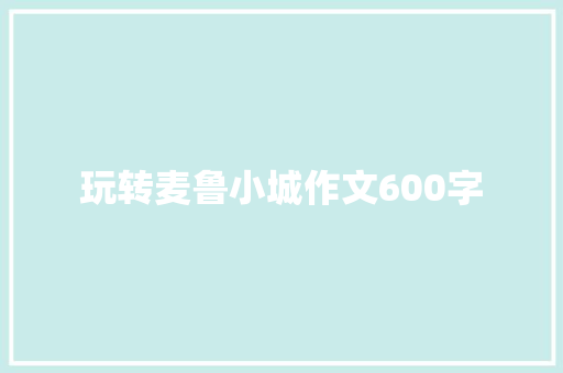 玩转麦鲁小城作文600字 商务演讲