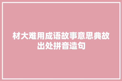 材大难用成语故事意思典故出处拼音造句 简历模板