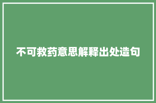 不可救药意思解释出处造句 简历模板