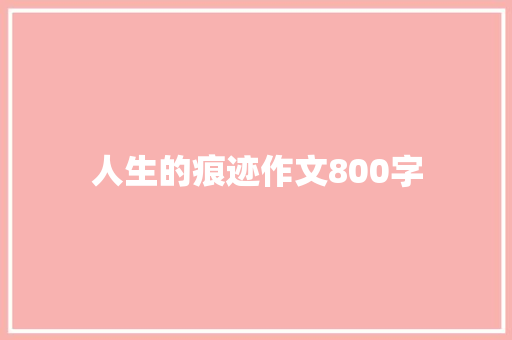 人生的痕迹作文800字 职场范文