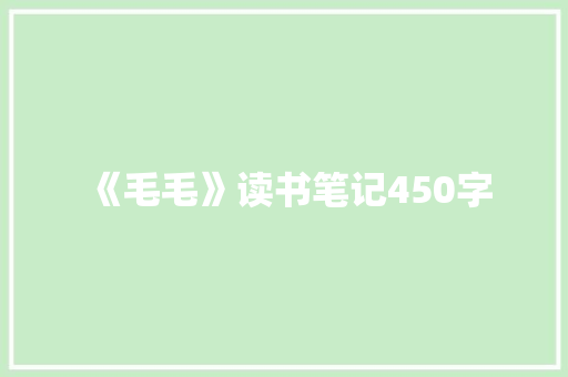 《毛毛》读书笔记450字