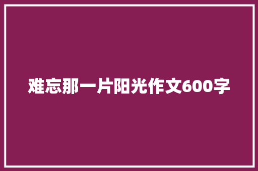 难忘那一片阳光作文600字