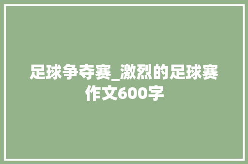 足球争夺赛_激烈的足球赛作文600字