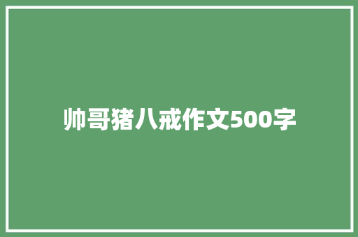 帅哥猪八戒作文500字