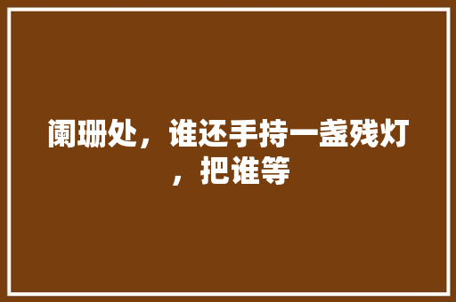 阑珊处，谁还手持一盏残灯，把谁等
