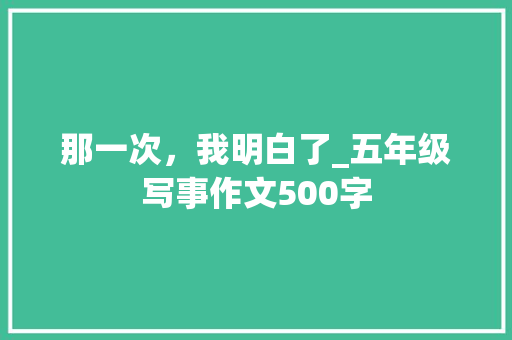 那一次，我明白了_五年级写事作文500字 工作总结