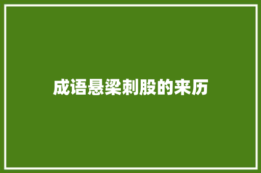 成语悬梁刺股的来历
