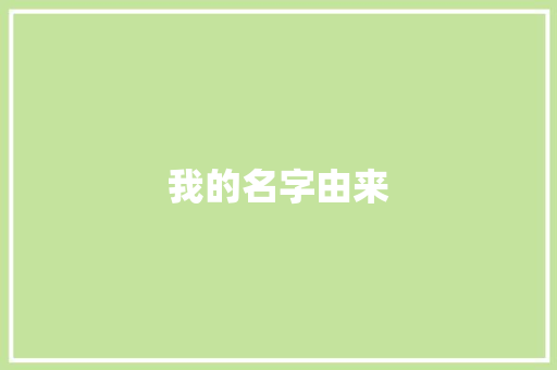 我的名字由来
