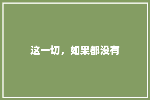 这一切，如果都没有 职场范文