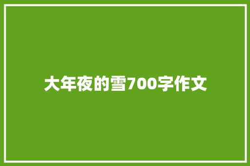 大年夜的雪700字作文