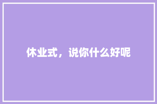休业式，说你什么好呢 工作报告