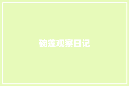 碗莲观察日记