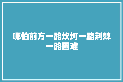 哪怕前方一路坎坷一路荆棘一路困难