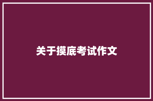 关于摸底考试作文