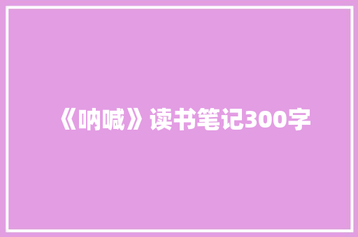 《呐喊》读书笔记300字 工作总结