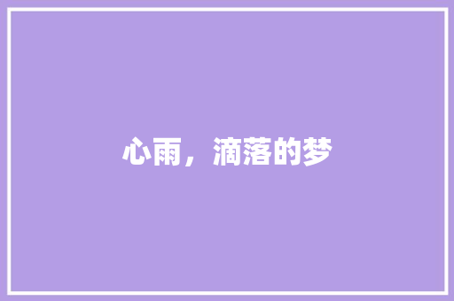 心雨，滴落的梦