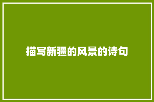 描写新疆的风景的诗句 职场范文
