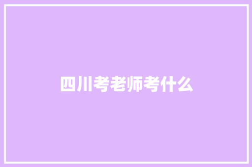 四川考老师考什么