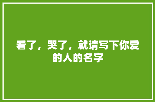 看了，哭了，就请写下你爱的人的名字 校园演讲