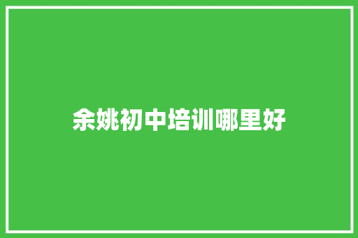 余姚初中培训哪里好